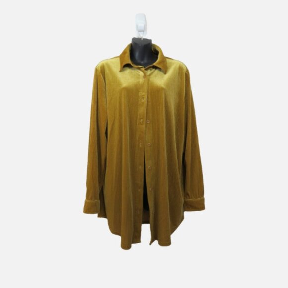 Soft Surroundings size Large Textured Velvet Boyfriend Shirt Button Down - Picture 1 of 6